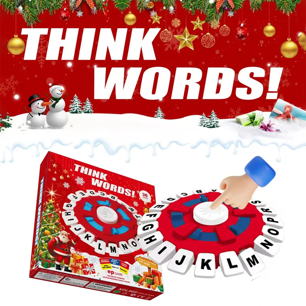 Think Words Christmas Basta Word Game Быстрая упаковка Семейная настольная игра Нажмите на интеллект Детская головоломка Обучающий настольный подарок
