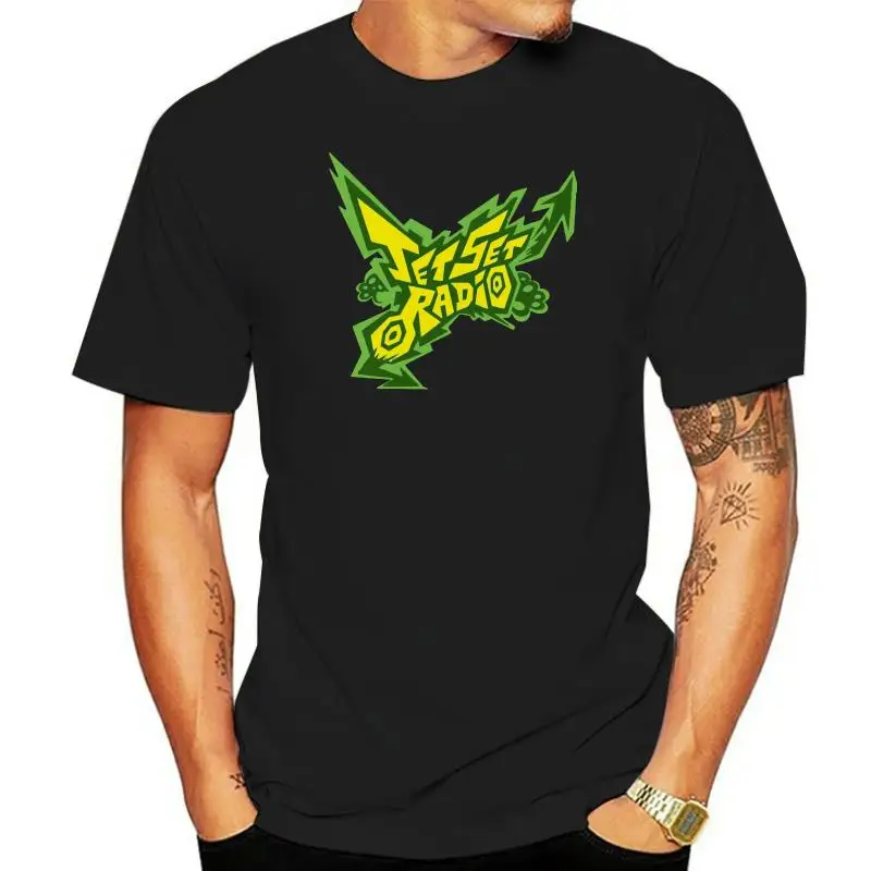Новый Jet Set Radio Logo Anime Cartoon Game Мужская черная футболка Размер от S до 3XL Новая металлическая повседневная футболка с коротким рукавом Футболка