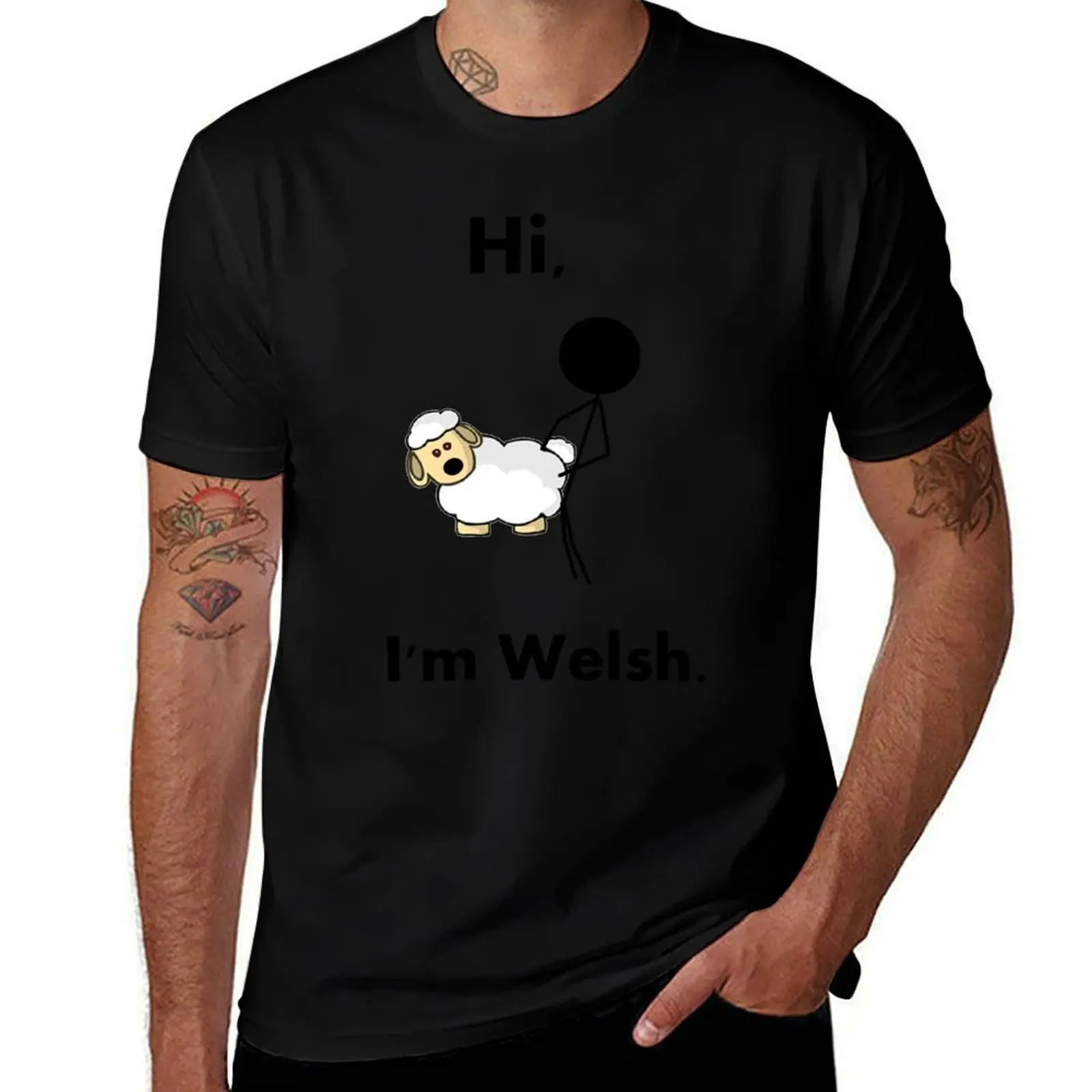 Футболка «Hello I'm Welsh», футболки с рисунком, рубашка на заказ в стиле аниме, рубашки с рисунком, черные футболки для мужчин