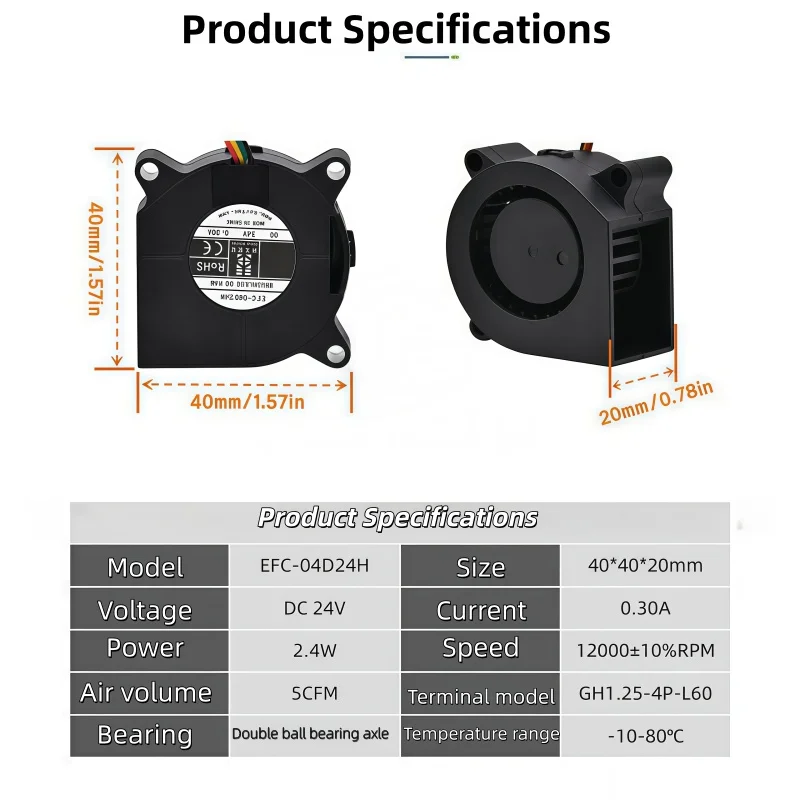Фото Creality K1_ K1 Max 4020 Вентилятор охлаждения 24 В, для охлаждения Creality K1_K1 Max 3D-принтер Экструдер Hotend - высокая скорость №5