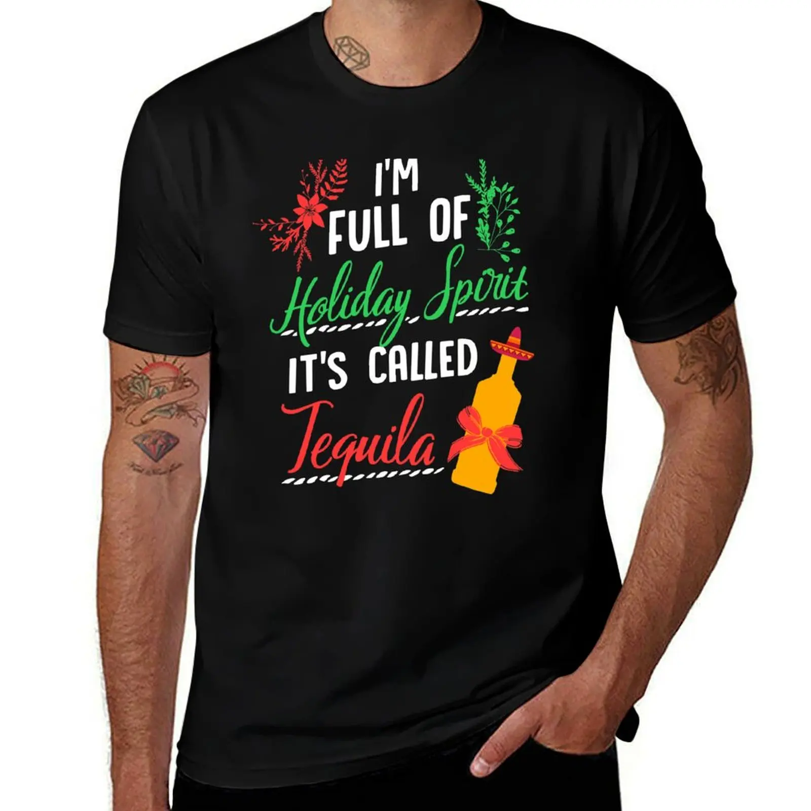 Рождественская футболка Im Full Of Holiday Spirit Tequila для мальчиков, белые большие рубашки для тренировок для мужчин