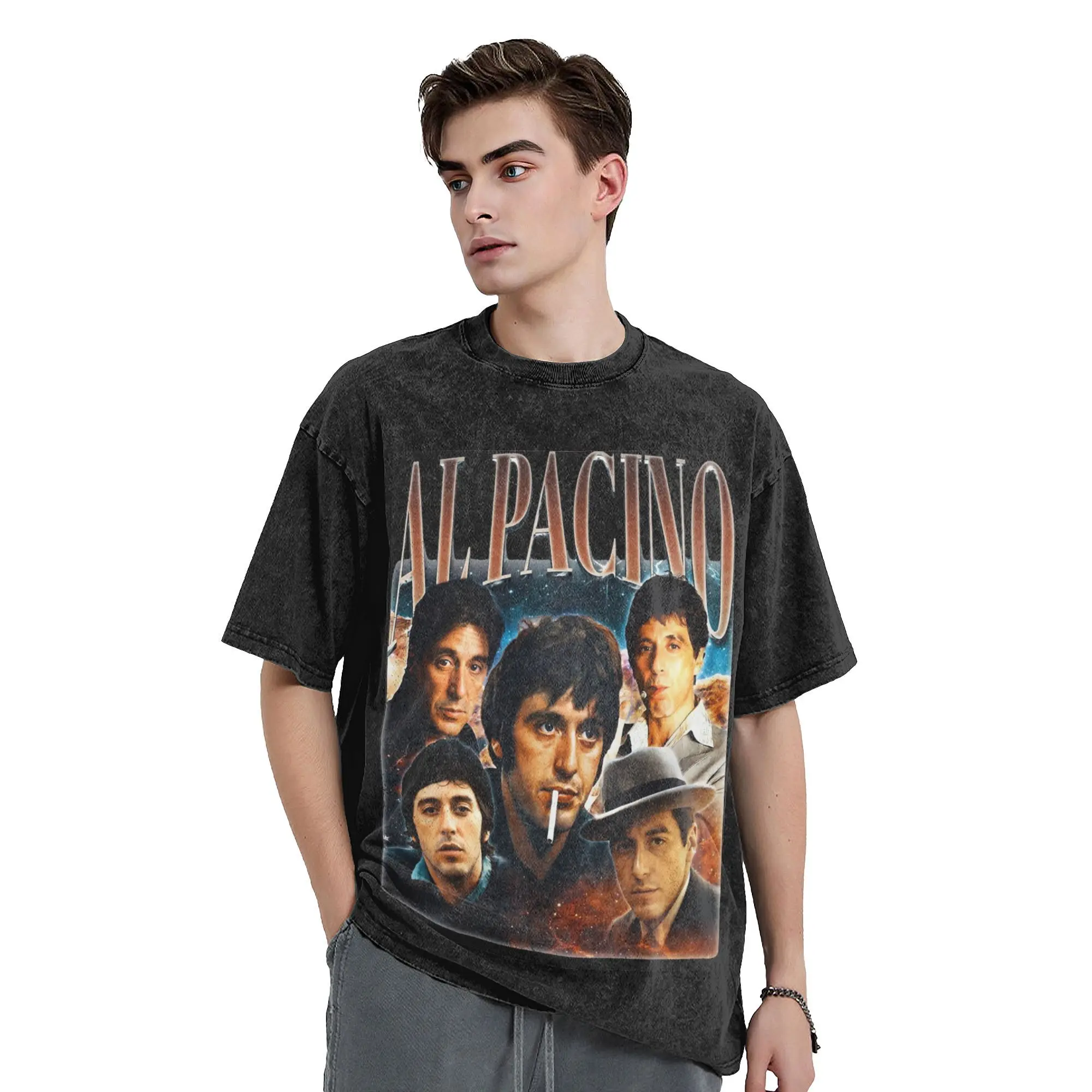 Фото AL PACINO Футболка в стиле 90-х годов в стиле хип-хоп, хлопковые футболки в стиле Харадзюку, винтажные мужские и женские топы, уличная одежда, футболки с графикой №3