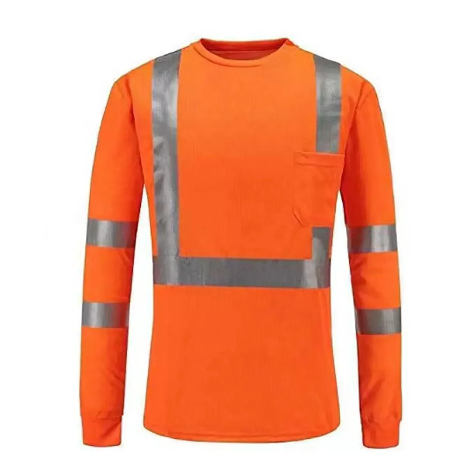 Мужская светоотражающая футболка High Vis, сетчатые рубашки с длинными рукавами, рабочая рубашка с карманом, высококачественная тяжелая футболка большого размера