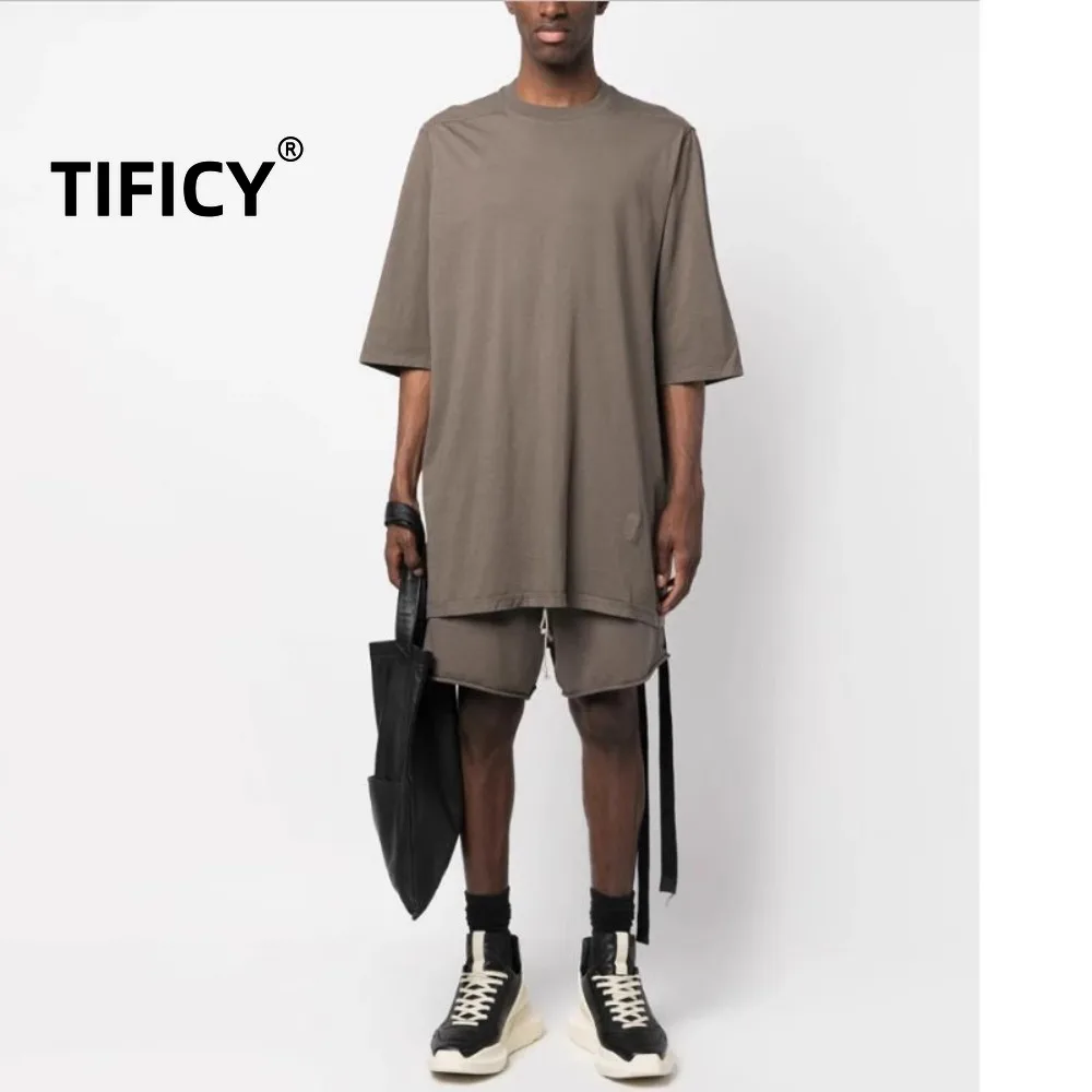 High Street Dark RO Футболки Топ Мужская 230 г Чистый хлопок с круглым вырезом Свободная повседневная летняя свободная футболка с коротким рукавом