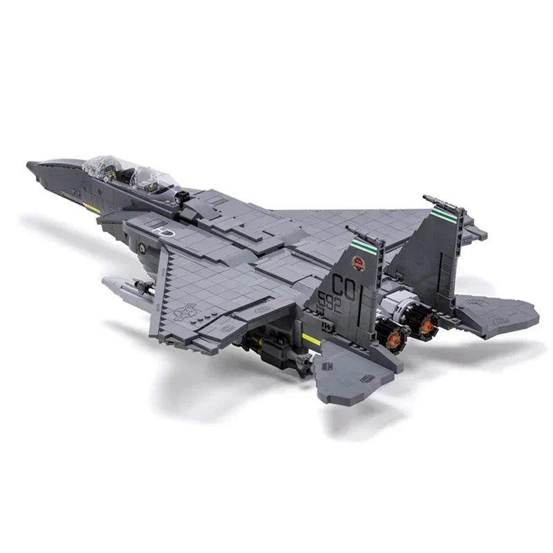 Модель военного самолета Moc, строительные кирпичи F-15E Strike Eagle Fighter, технологические блоки, подарки, рождественские игрушки, наборы «сделай сам», сборка