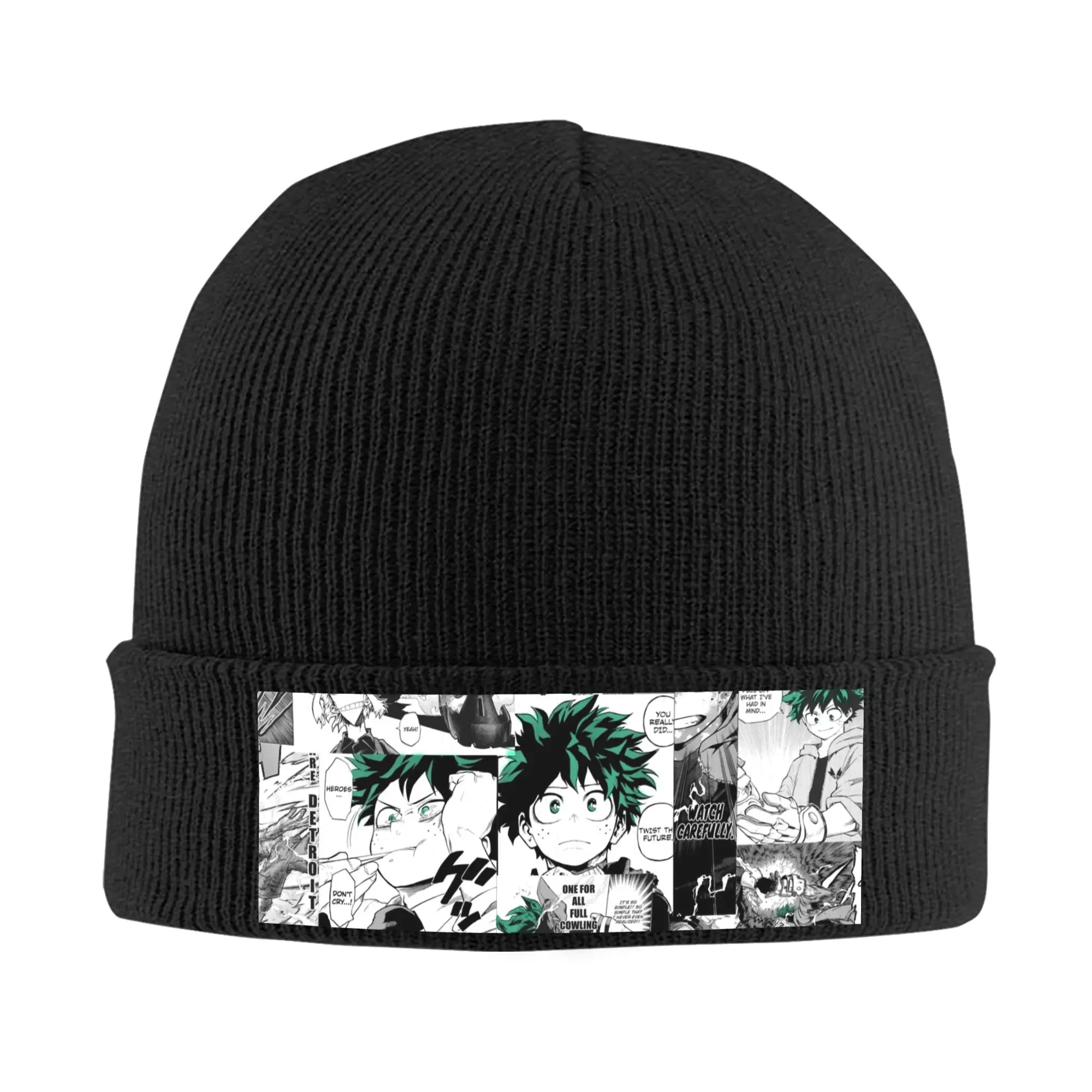 My Hero Academia Deku Manga Коллаж Теплая вязаная шапка Зимняя вязаная шапка Skullies Шапки Хип-хоп Шапки для унисекс