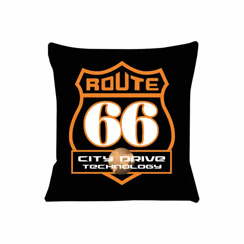 Фото Чехол для диванной подушки Route 66, чехол для диванной подушки, чехол для сиденья, автомобильная декоративная наволочка 45x45 см для дома №3