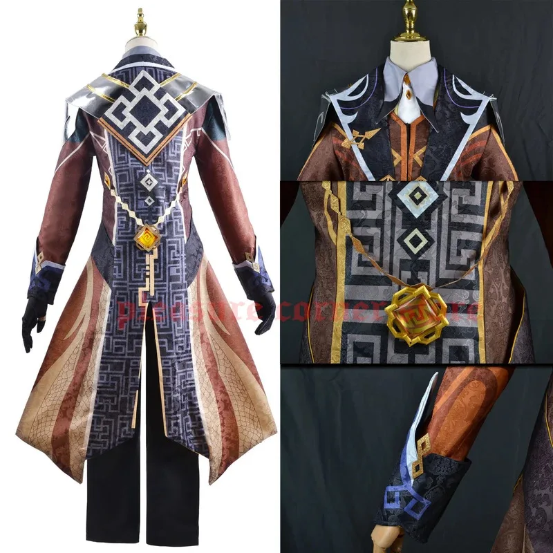 Фото Vivi 2025 игра Genshin Impact Zhongli Zhong Li боевая форма Archon полный комплект костюм парик Morax костюм косплей Out №4