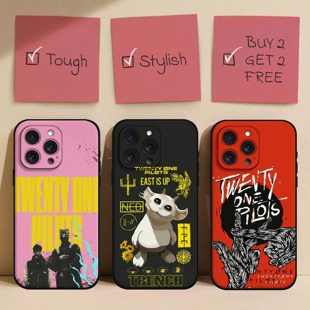 Чехол для телефона T-Twenty One Pilots для Iphone 16, 15, 11, 13, 14 Pro Max 7, 8 Plus X Xr Xs Max 12 mini, черный чехол-чехол