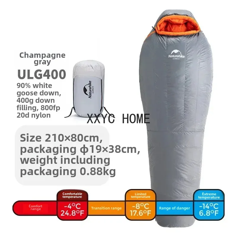 Naturehike Upgrade ULG400 ULG700 ULG1000 Зимний теплый спальный мешок из гусиного пуха для мамы 800FP Комфортная температура-4 ℃   -10 ℃   -15 ℃