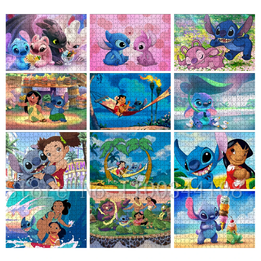 Головоломка «Лило и Ститч» Disney, Детские фильмы, игры, развивающие игрушки, 300/500/1000 шт., пазлы-головоломки для взрослых, расслабляющие