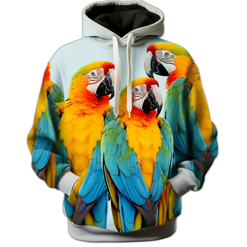 Фото Colorful Parrot 3D Printed Hoodies For Men Clothes Animal Lover Casual Pullover Hoodie Hooded Sweatshirts Hawaiian Parrots Hoody №4