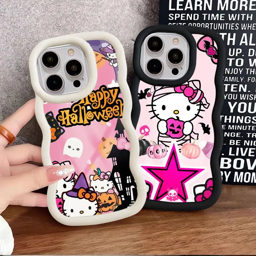 Мягкий чехол для телефона Xiaomi Redmi Note 13 Pro Plus 11 9S 12 9 10 8 10S 14 Pro Розовый H-elloS K-ittyS Halloween
