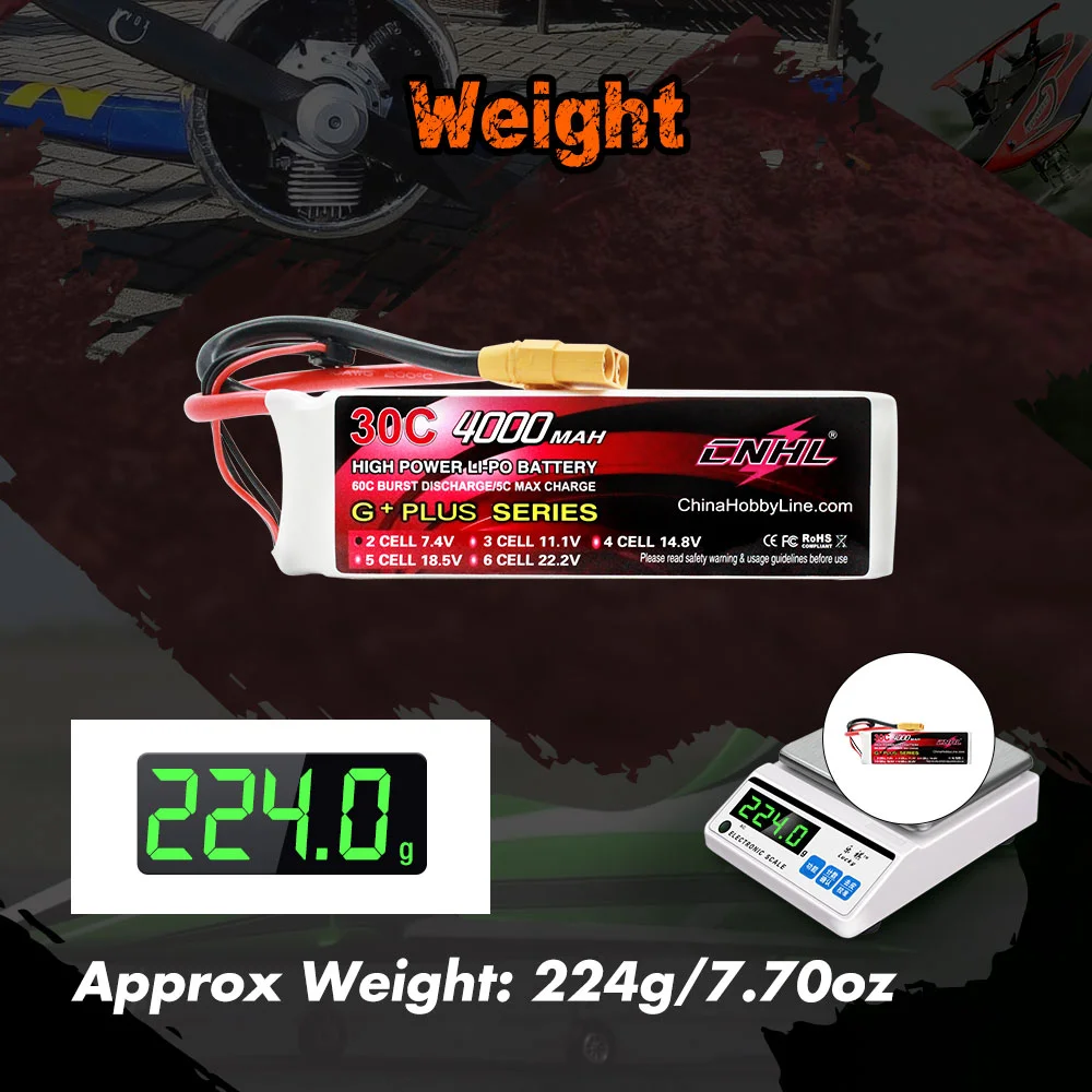 CNHL Lipo 7,4 в 2S аккумулятор 4000 мАч 30C с разъемом XT90 для самолета вертолета квадрокоптера Радиоуправляемый автомобиль Лодка Дрон Speedrun грузовик Truggy (art.: 3920bf87bab99) - 3920bf87bab99
