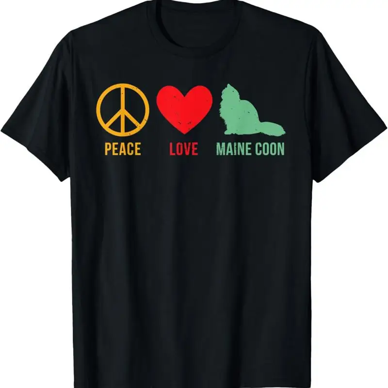 Футболка Peace Love Maine Coon Cat Lover Pet Owner Heart