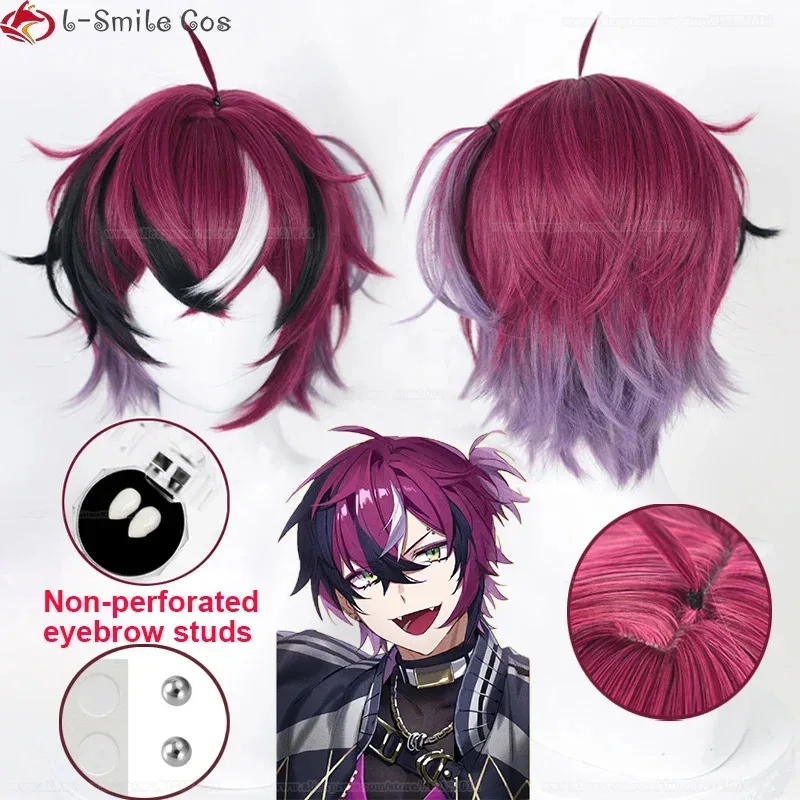 Vtuber EN7 XSOLEIL Dropscythe Косплей Парик 35 см Короткие двойные парики Термостойкие волосы Мужчины Nijisanjien Парики для вечеринок Кепка для парика