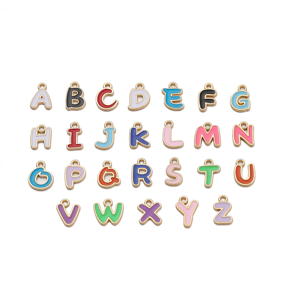 50/100 шт. A-Z алфавит эмалированные подвески красочные металлические подвески с буквами для самостоятельного изготовления ювелирных изделий серьги браслет ожерелье аксессуары
