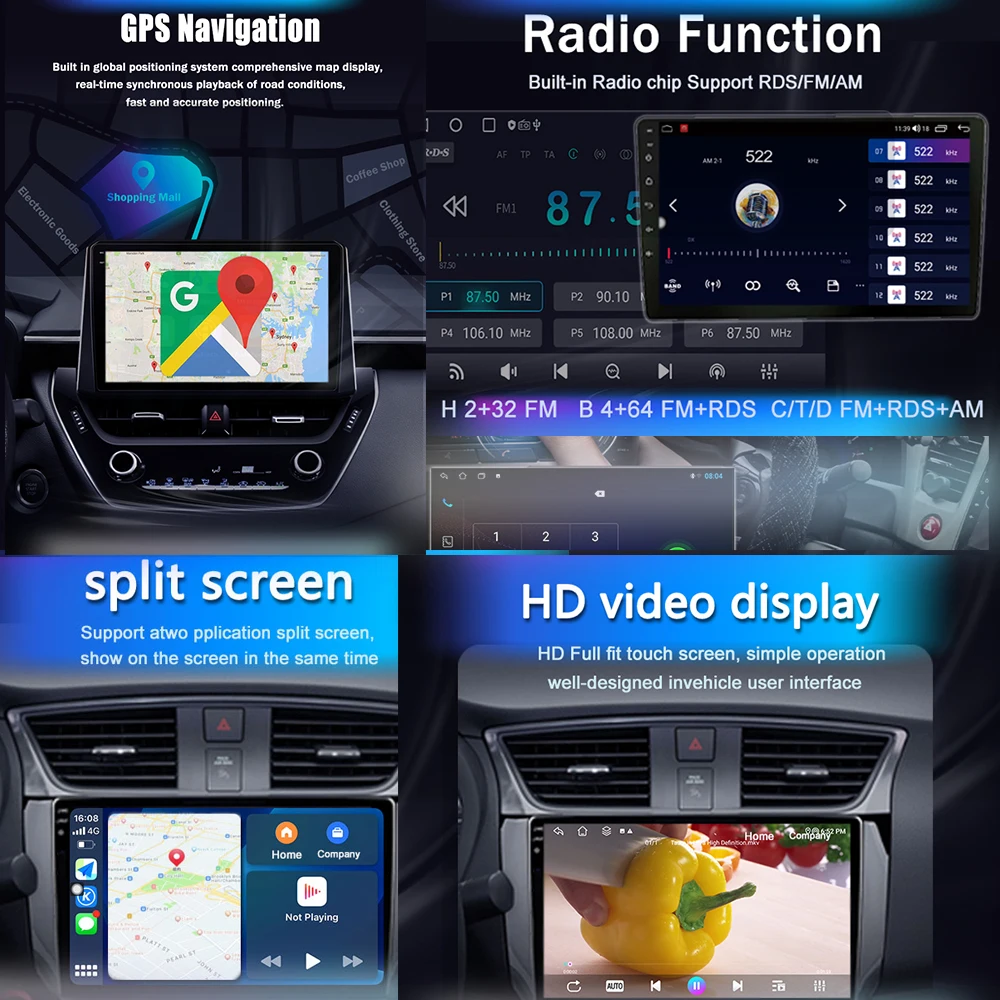 Фото Автомобильное радио Android 14 Carplay для Chery Fora A5 2006-2010 Cowin 3 A21 2011 Vortex Estina 2008-2012, мультимедийный плеер, GPS, стерео №4
