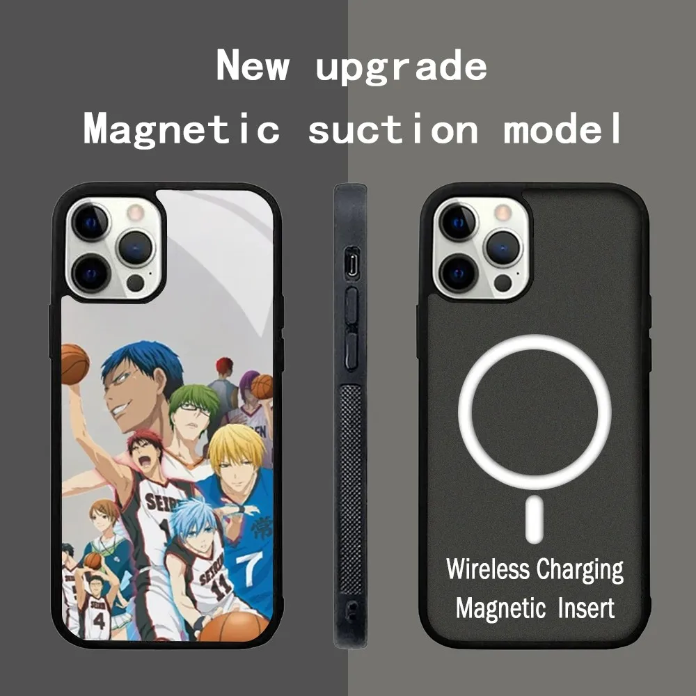 Чехол для телефона Kuroko без корзины аниме для IPhone 15 14 13 Pro Max 11 12 Mini Alex, зеркальный Чехол Для Magsafe с беспроводной зарядкой