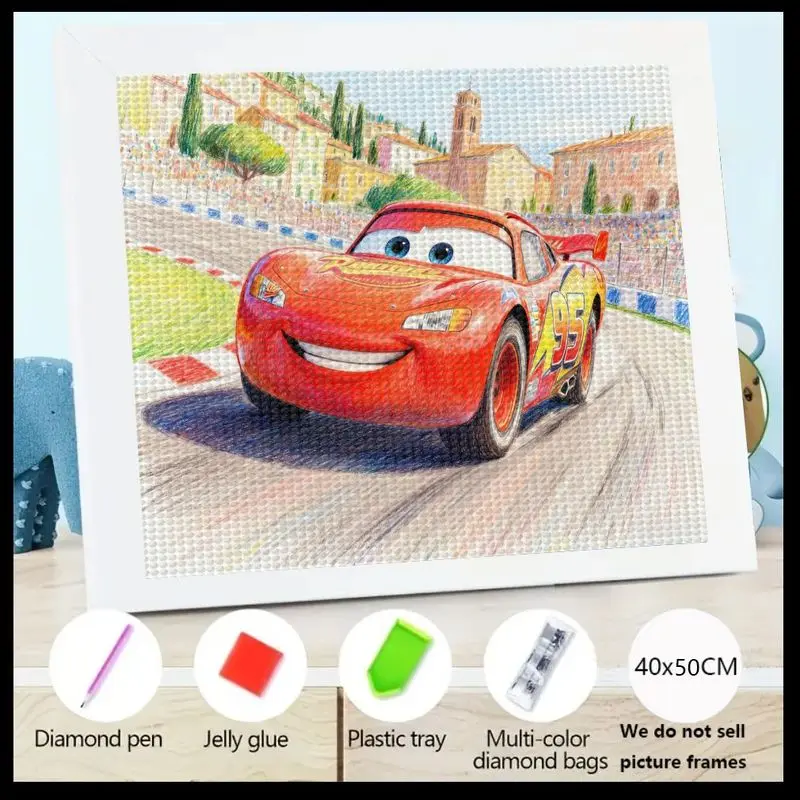 1 шт., детский комплект алмазной живописи Disney Pixar Cars Lightning McQueen 5D, полный дрель, DIY мультяшный гоночный автомобиль, художественный проект Gem, спа
