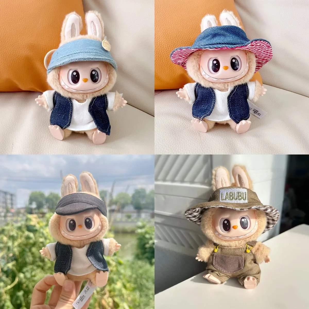 17 см Labubu I II Idol Dolls Мини-плюшевая кукольная одежда, комплект жилета со шляпой, аксессуары для Кореи Kpop Exo, сидячая вечеринка