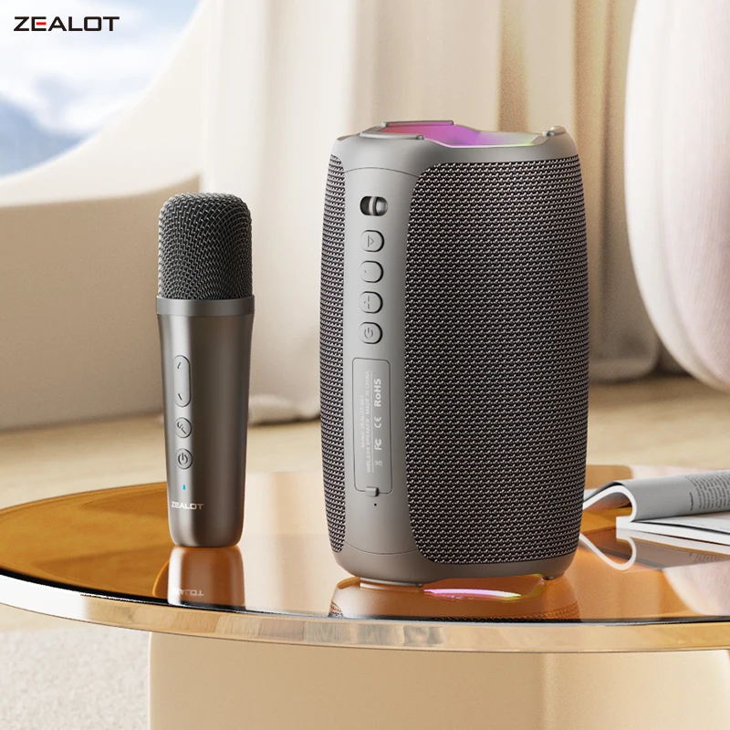 ZEALOT-S61M Караоке-машина Портативный Bluetooth-динамик с 1-2 беспроводными микрофонами Bluetooth 5,3 Домашний семейный пение Подарки