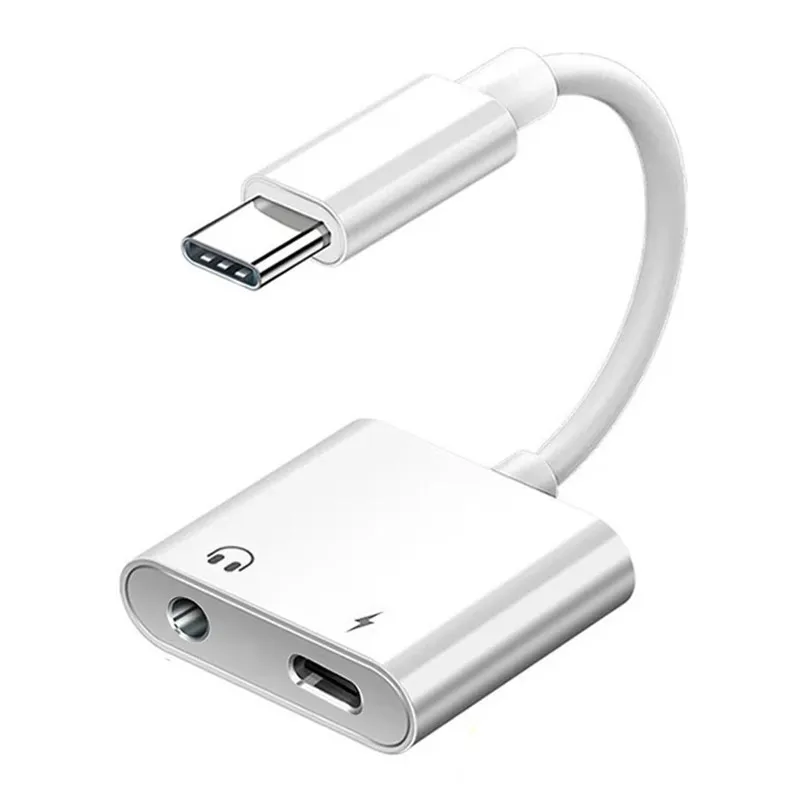 Переходник 2 в 1 с Type C на 3,5 мм Type C OTG, аудиоконвертер для зарядки Xiaomi Redmi Honor Huawei 3,5 мм, проводной конвертер для наушников