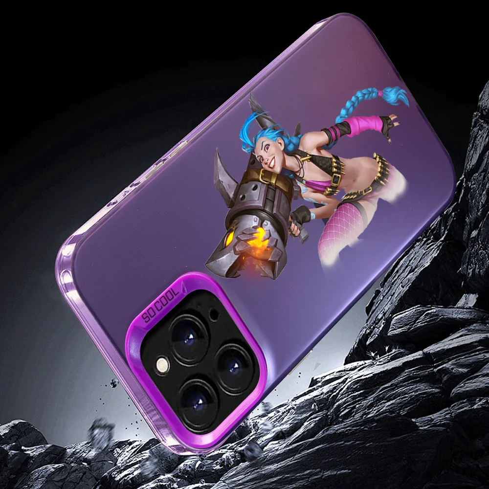 Фото Модный крутой чехол для телефона J-JiNxES Game для iPhone 16 Pro Max 15 14 13 12 XS Plus 11, модный матовый чехол с лазерным градиентом Aurora Shockpro №3