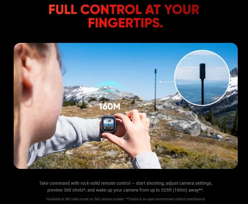 Insta360 X5 GPS Preview Пульт дистанционного управления со встроенным микрофоном 160 м ЖК-сенсорный экран Управление часами для Insta 360 Ace Pro 2 Оригинальные аксессуары (art.: 3920d1e170fdd) - 3920d1e170fdd
