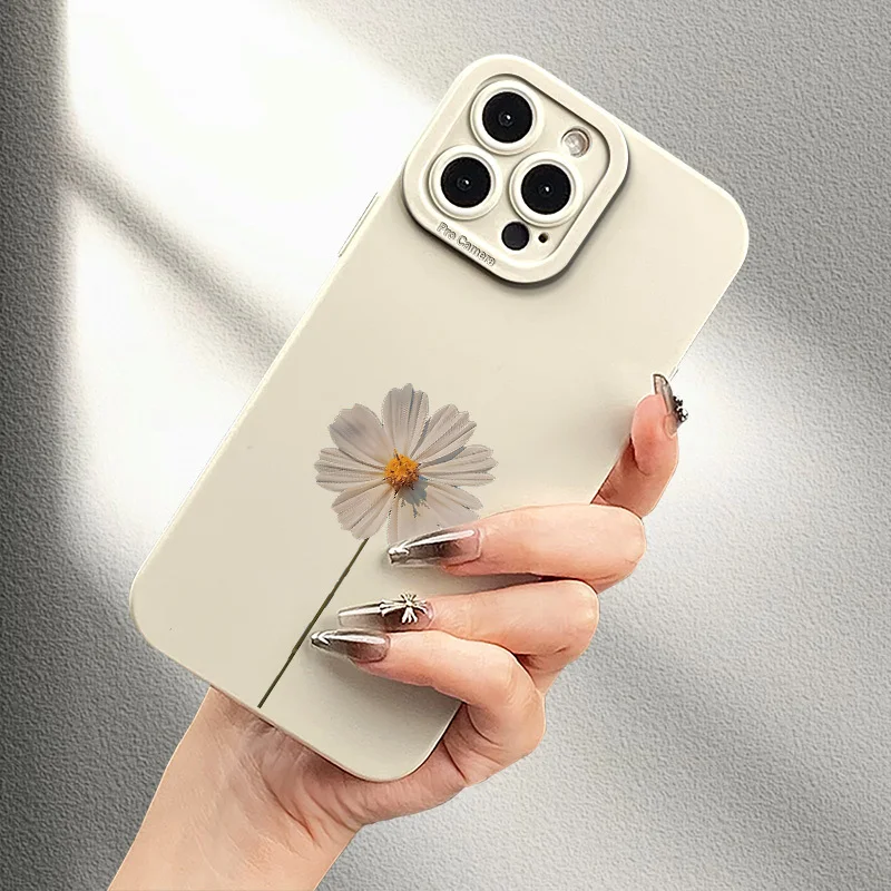 Фото Чехол для телефона с УФ-принтом Daisy Bush Pattern для iPhone 11 12 13 Pro Max 14 15 16 Plus Pro X XR XS 7 8 SE 16E, матовый мягкий чехол из ТПУ №4