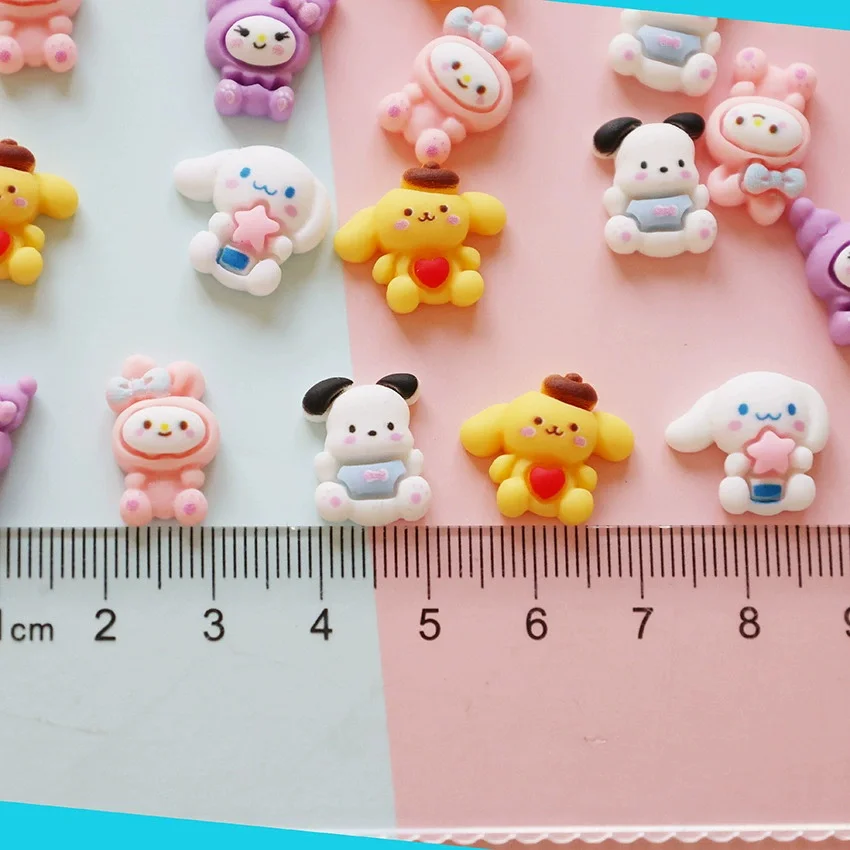 Фото 10 шт. 3D Kawaii Sanrio с розовым сердечком, мелодия, украшение для дизайна ногтей, 8/10 мм, конфетная смола, Kuromi/Melody, подвески для ногтей, часть для маникюра «сделай сам» №5