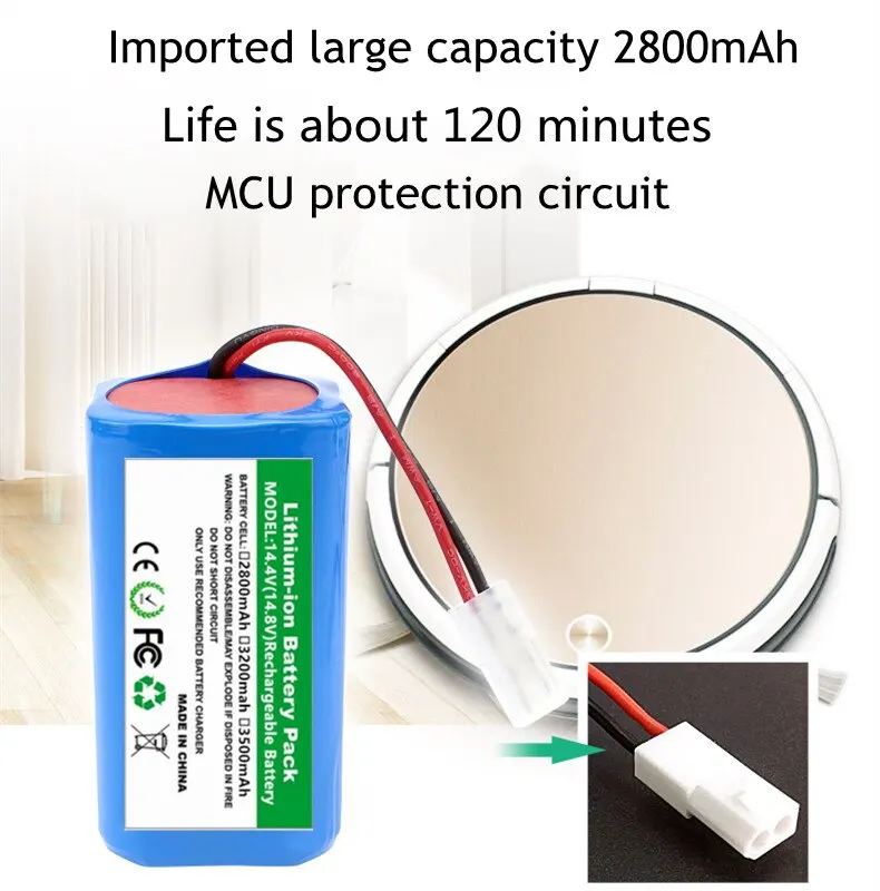 18650 14,8 V 2800mAh вакуумная батарея для XiaoMi G1, для Panasonic MC-WRC53, для Phicomm X3, для FLYCO FC9601, FC9602,Phicomm X3