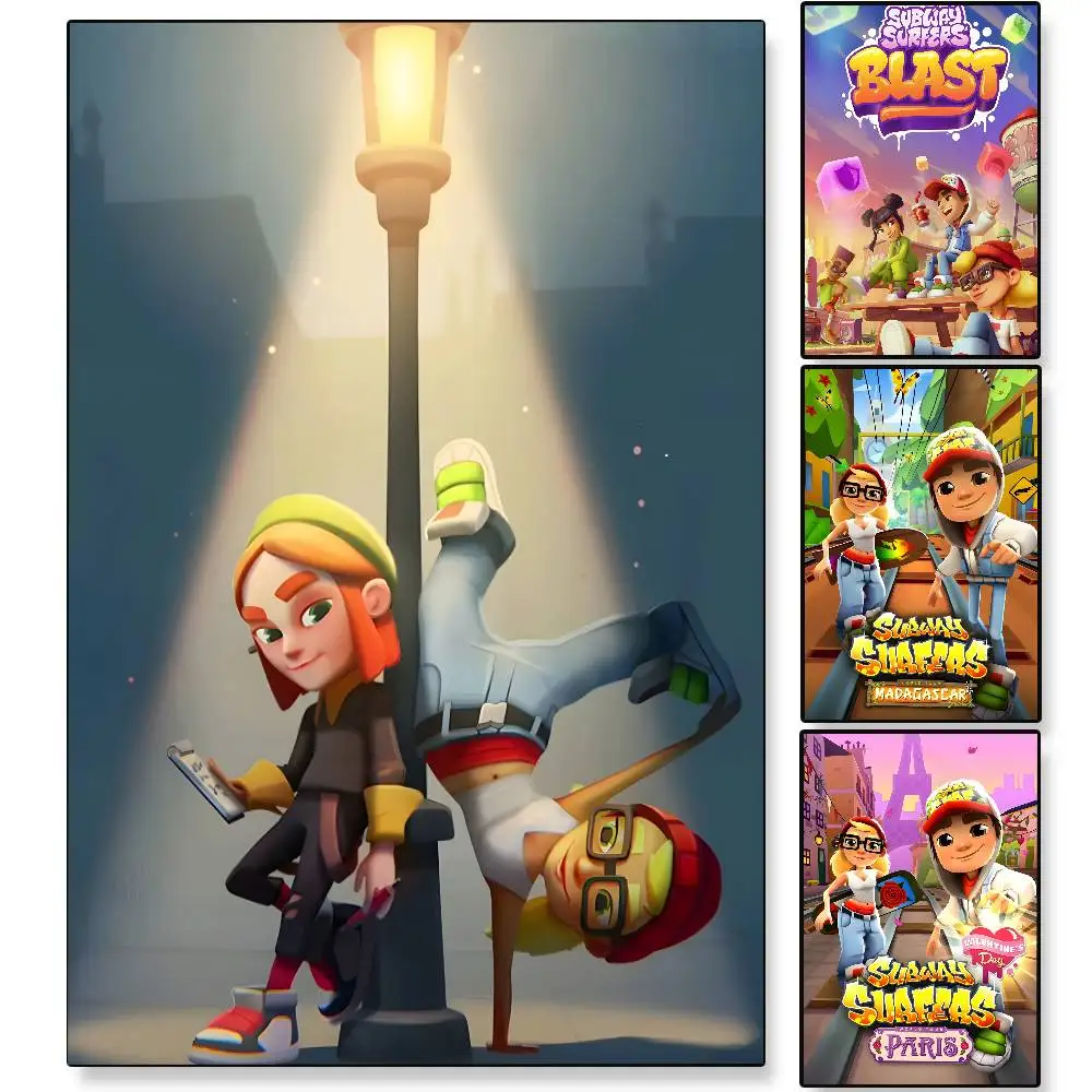 Фото Игра Parkour Pop-Subway Surfers-Famous постер холст картина постер с принтами украшение дома спальня гостиная подарок №3