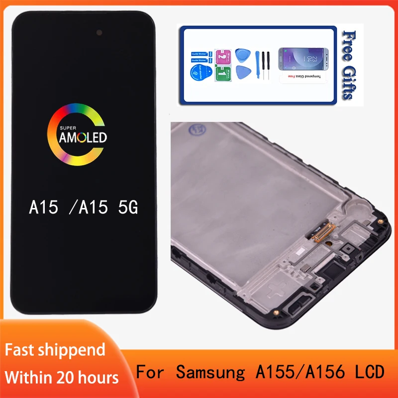 AMOLED TFT для Samsung A15 4G SM-A155F ЖК-дисплей с цифровым преобразователем сенсорного экрана в сборе для Samsung A15 5G A156 SM-A156B ЖК-дисплей