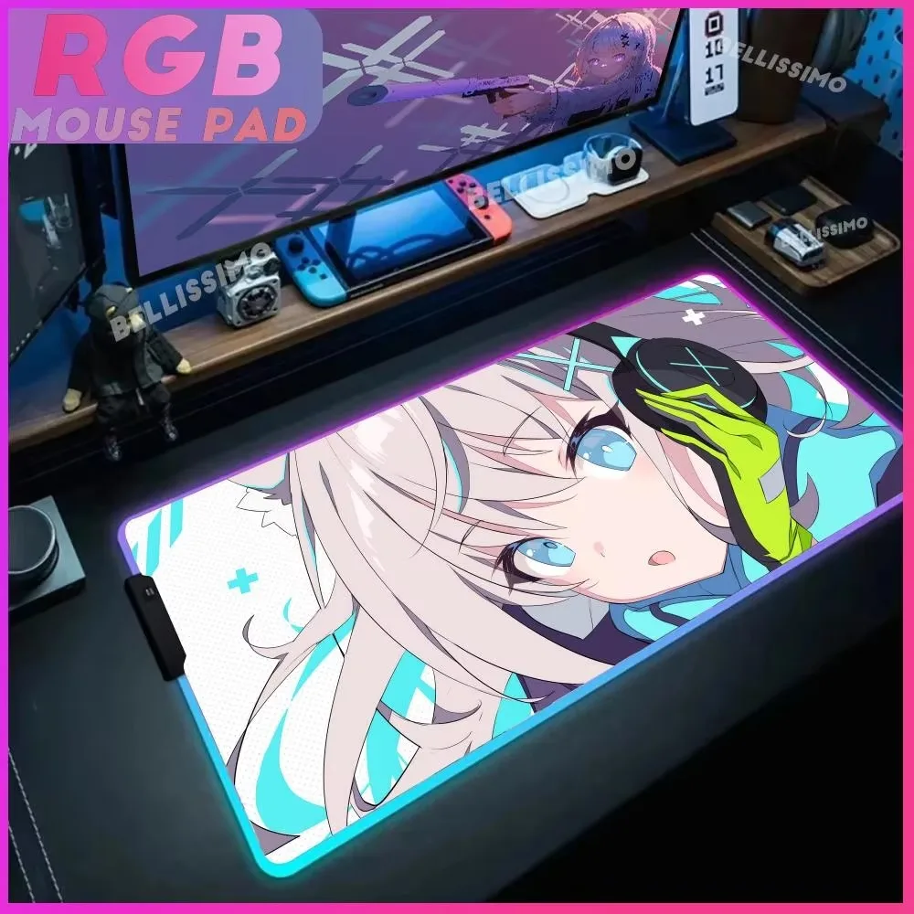 Sunaookami Shiroko RGB резиновый нескользящий коврик для мыши игровые аксессуары большой крутой коврик для мыши светодиодный прочный настольный коврик коврик для клавиатуры