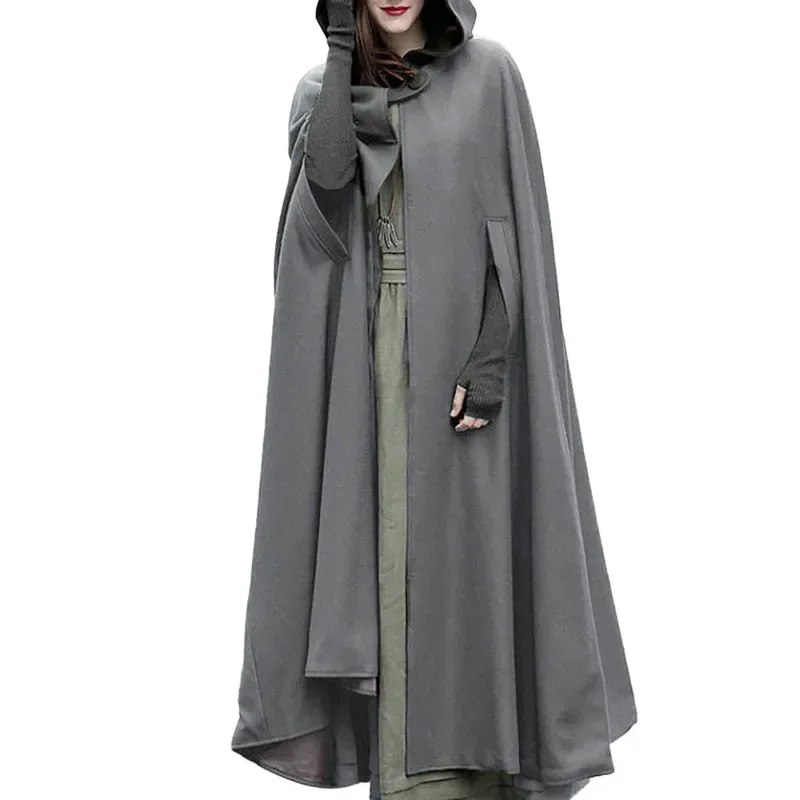 ZANZEA Women Poncho Winter Hooded Open Front Cloak Loose Solid Long Coat Hoodies Cosplay Outwear Christmas Casual Cape (art.: 3920cb407dc80) - 3920cb407dc80
