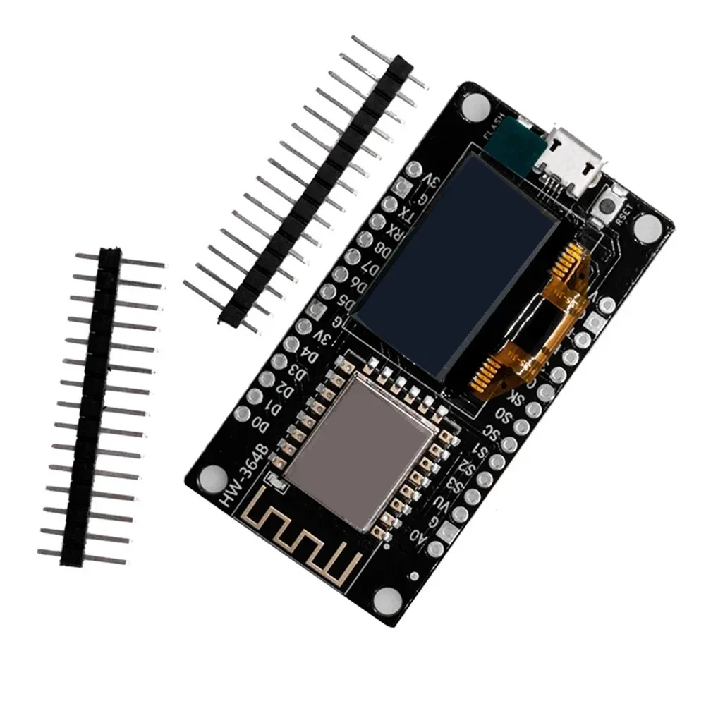 Фото Макетная плата NodeMCU ESP-8266 с 0,96-дюймовым OLED-дисплеем, модуль драйвера CH-340 для программирования Arduino IDE/Micropython №4