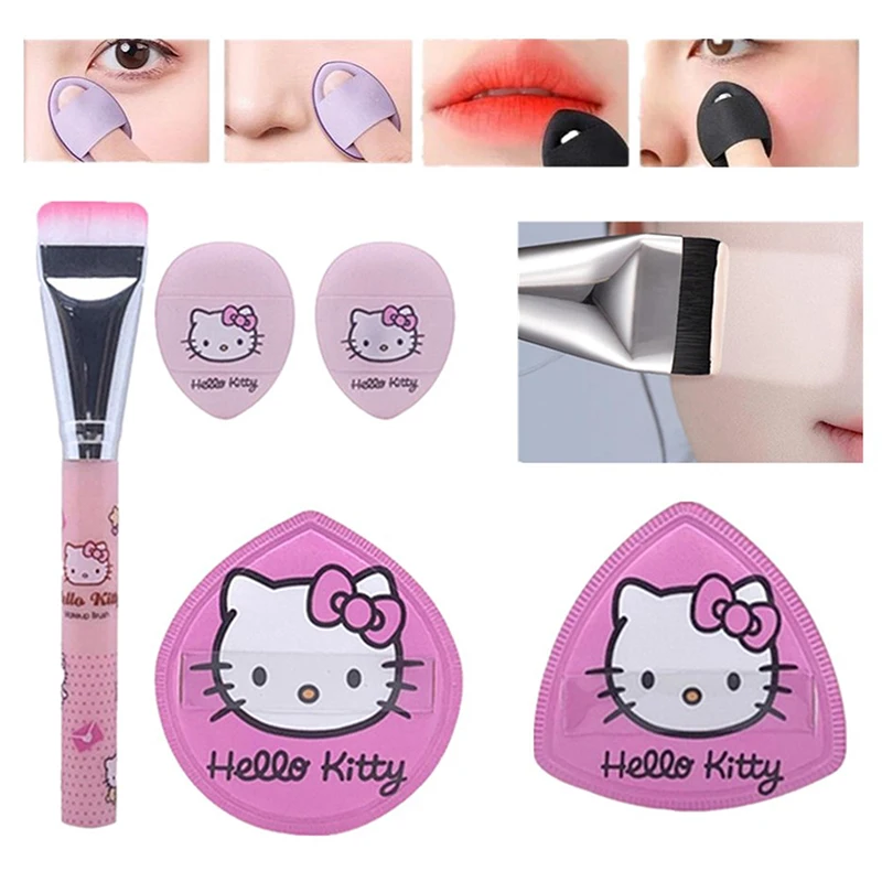 Фото Кисть для макияжа с рисунком Sanrio Hello Kitty One Word, набор для макияжа из сладкой ваты, пуховка для большого пальца, инструмент для макияжа №2