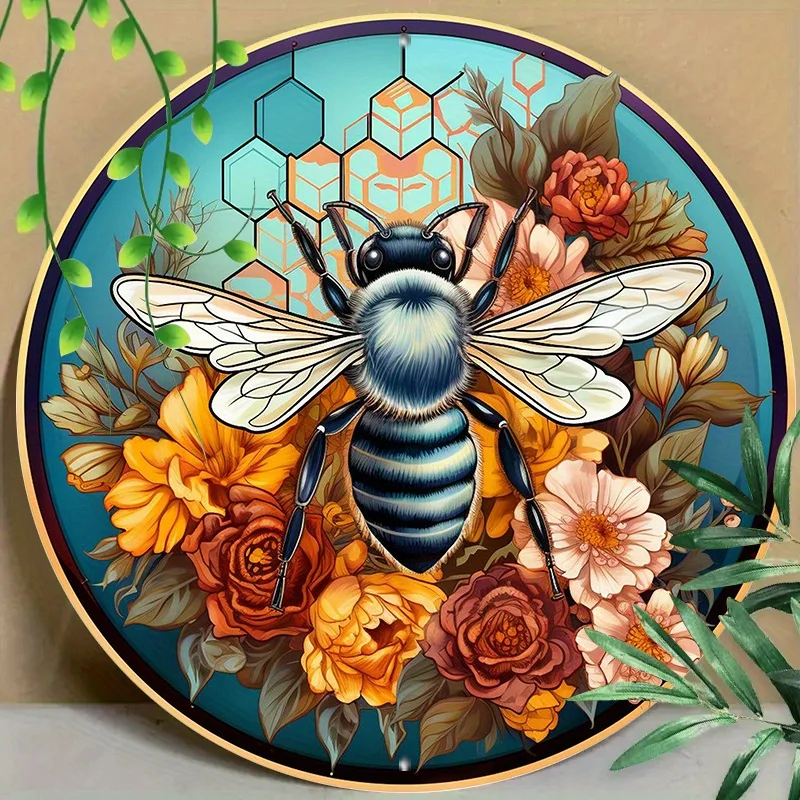 Круглая металлическая алюминиевая маркировка Art Bee для дома, гостиной, кафе, офиса, украшения стен, настенного искусства, домашнего декора
