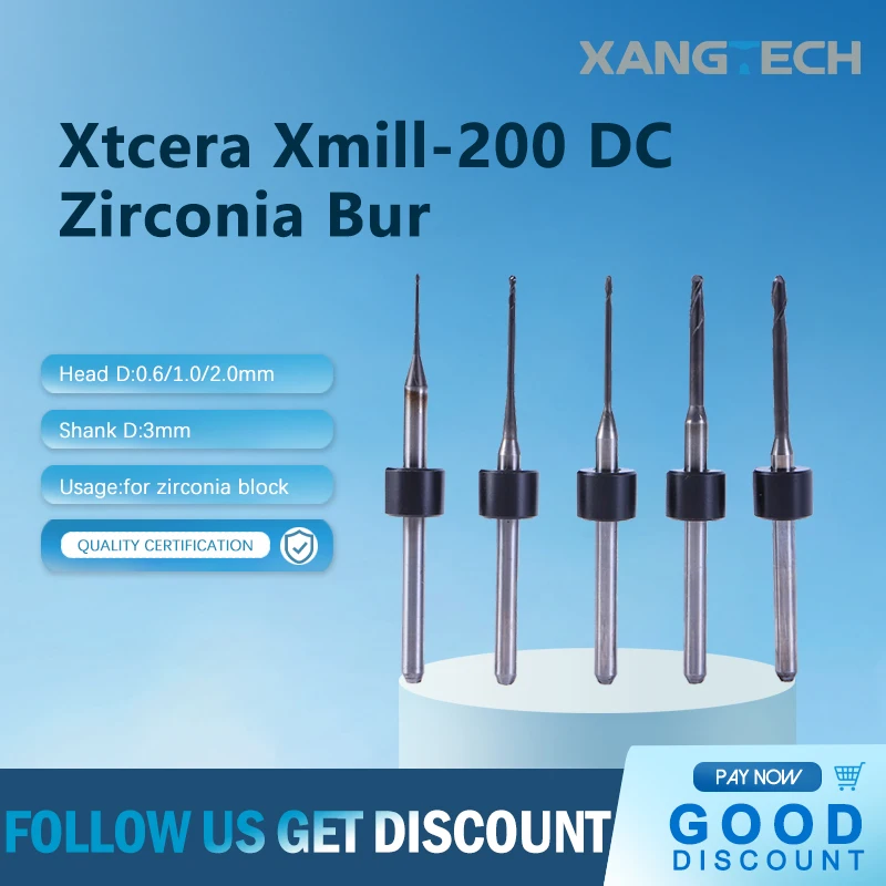 Xtcera Xmill-220 Фрезерные боры постоянного тока Стоматологические Xtcera 220 Циркониевые сверла Хвостовик D 3 мм для лаборатории