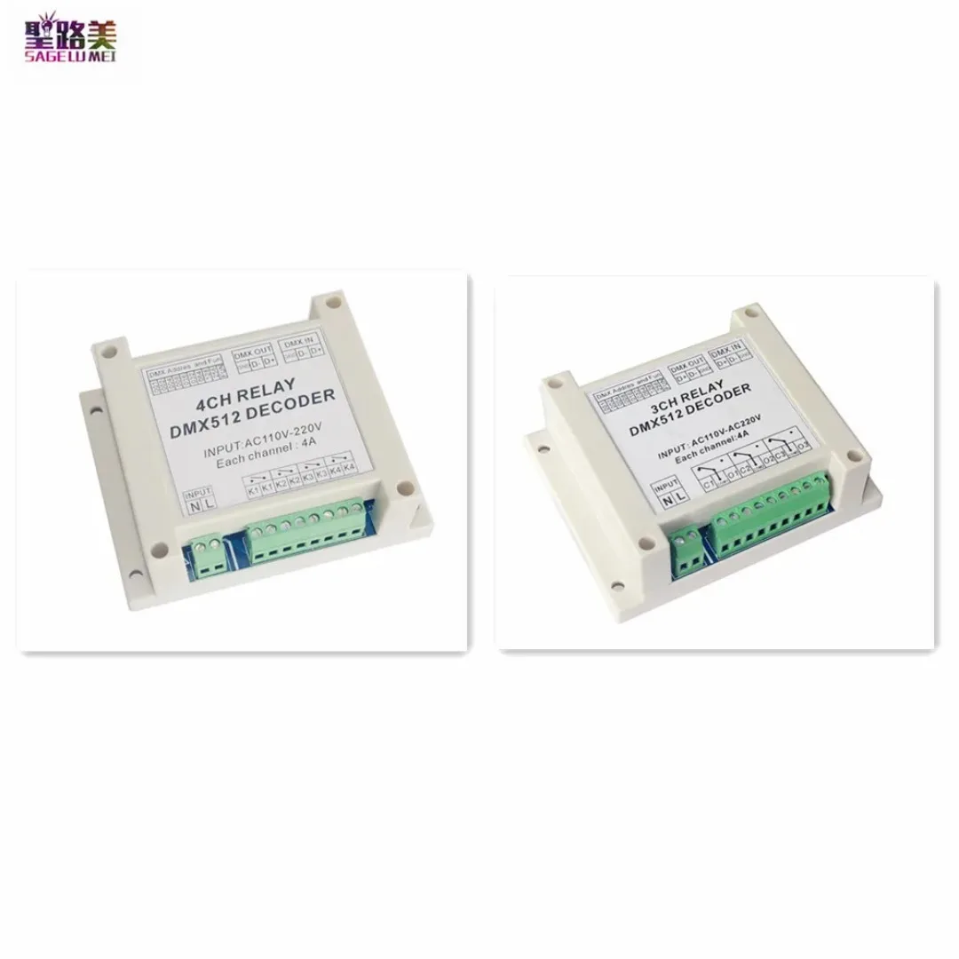 AC110V-220V 50/60HZ DMX-декодер DMX-RELAY-3CH/4CH-220 DMX512 Реле Переключатель ВКЛ/ВЫКЛ Контроллер 4A/CH 3P DIP Использование для светодиодных ламп Аксессуары для освещения