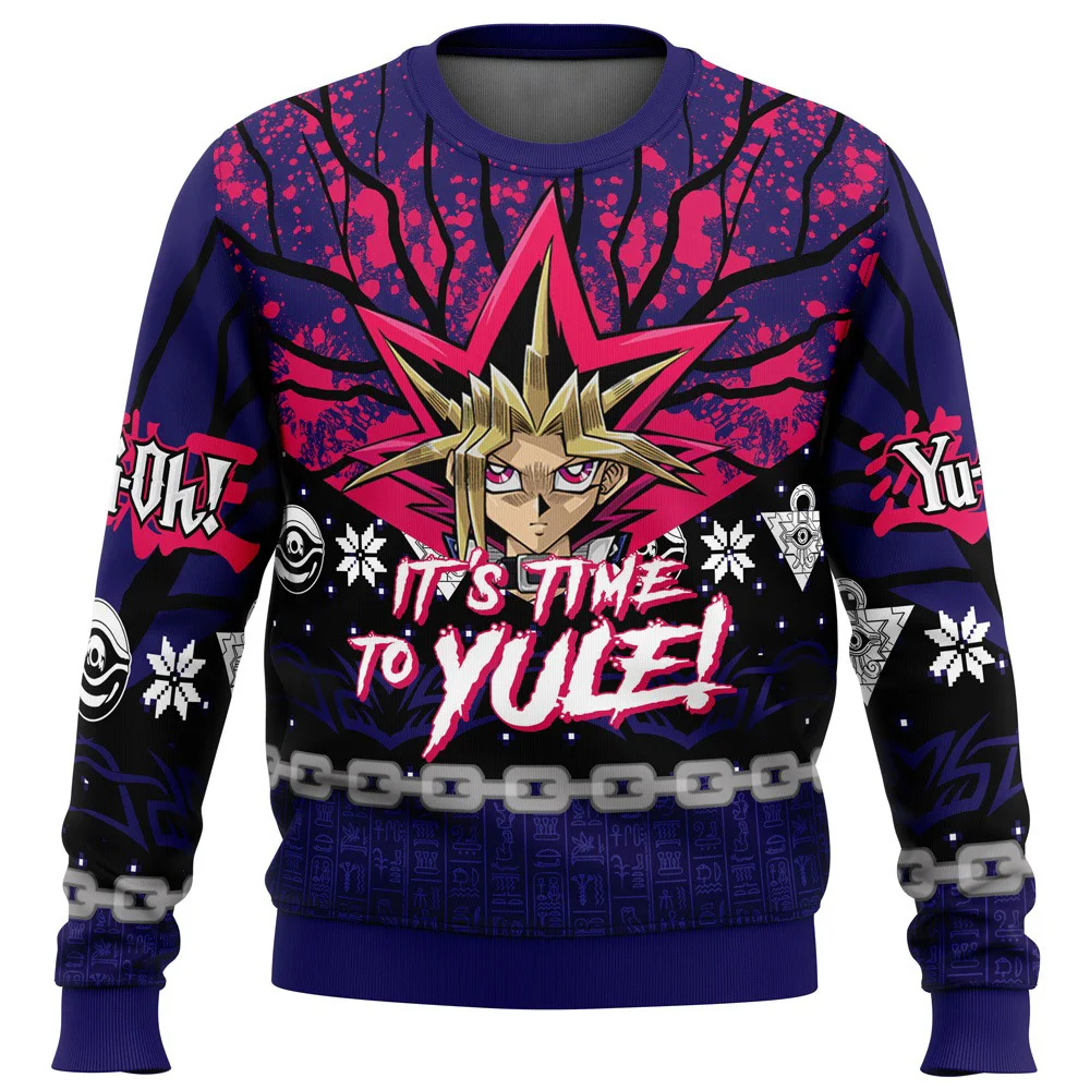 It's Time To Yule Yugioh уродливый рождественский свитер, весенне-осенний мужской свитшот, новинка 2025, модная женская толстовка с капюшоном, пуловер, топы