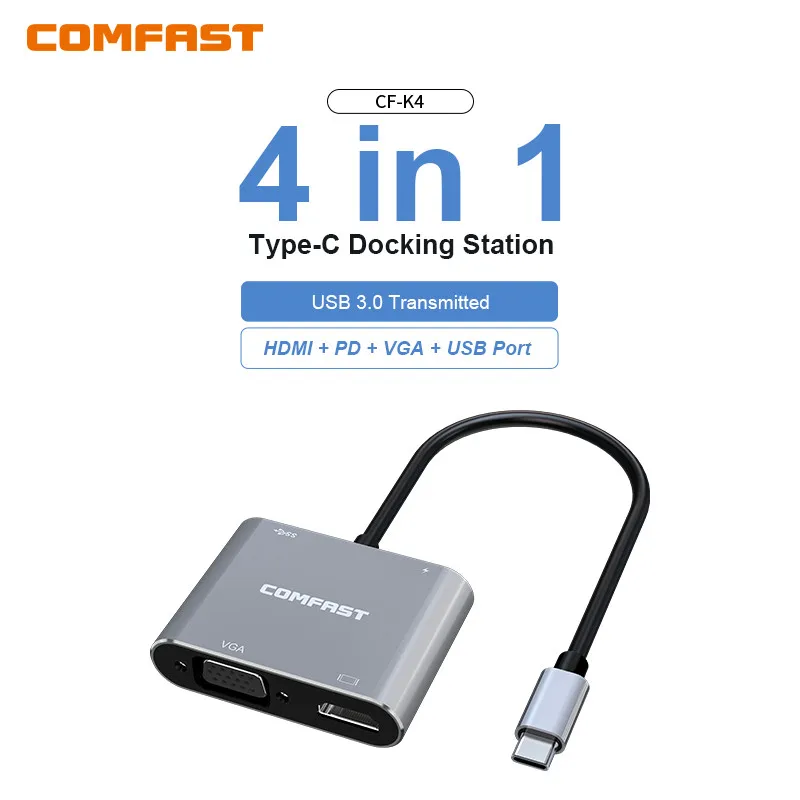 COMFAST 4K/6K Type C с USB 3.0 HDMI VGA для MacBook Lenovo Apple Huawei Xiaomi Dell Ноутбук Настольный компьютер