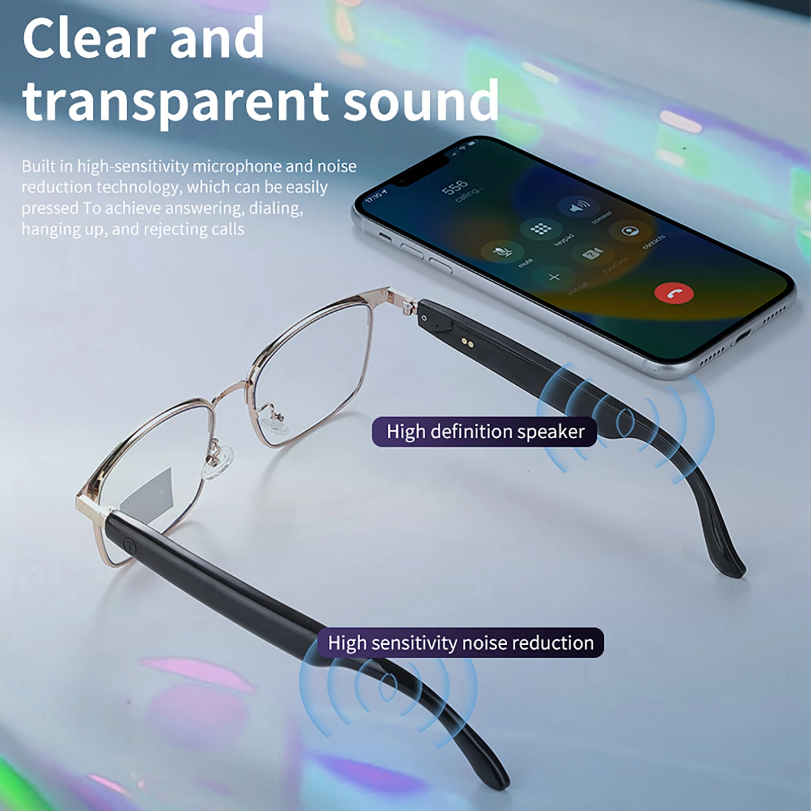 Фото Солнцезащитные очки, умные очки, беспроводной Bluetooth, громкая связь, наушники для воспроизведения музыки с микрофоном, стереодинамик, очки №2