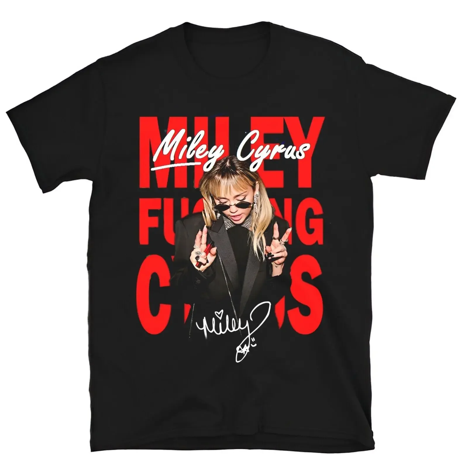 Женская хлопковая Футболка Miley Cyrus, черная футболка с длинным или коротким рукавом, все размеры, A972