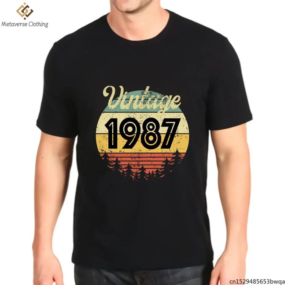 Винтажная Футболка с принтом 1987, подарок ri Blend op, Мужская Аниме-рубашка, новая кавайная графическая рубашка, Летние повседневные хлопковые мужские рубашки
