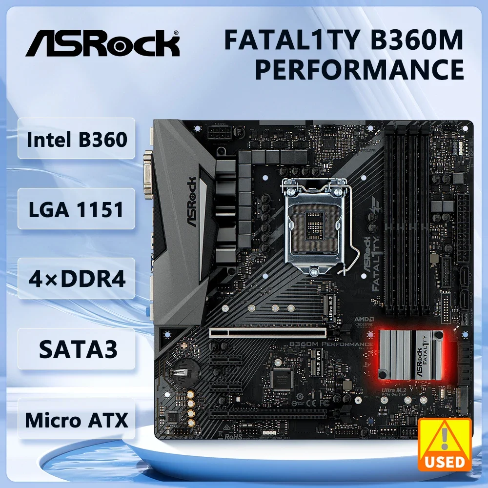 Материнская плата ASRock Fatal1ty B360M Performance Intel B360 LGA 1151 DDR4 128 ГБ с поддержкой i7-9700 9500F 8600 9100 9400 8100 Micro ATX