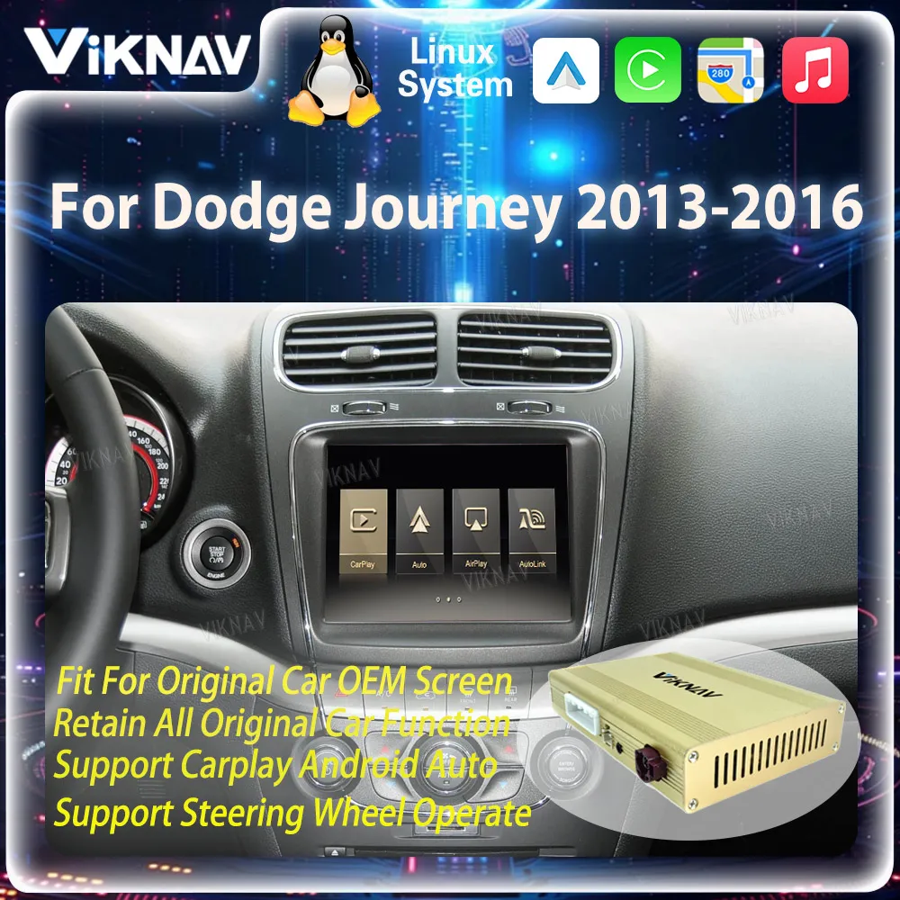 Коробка декодера Viknav для Dodge Journey 2013-2016, система Linux, Android, автоинтерфейс, зеркальная связь, Airplay Carplay, Plug and Play