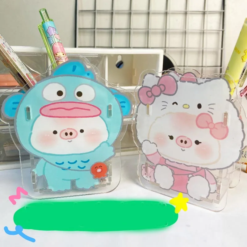 Новинка Kawaii Sanrio держатель для ручек Hellokittys Hangyodon Мультфильм Аниме настольный кулон украшение комнаты коробка для хранения макияжа детская игрушка подарок
