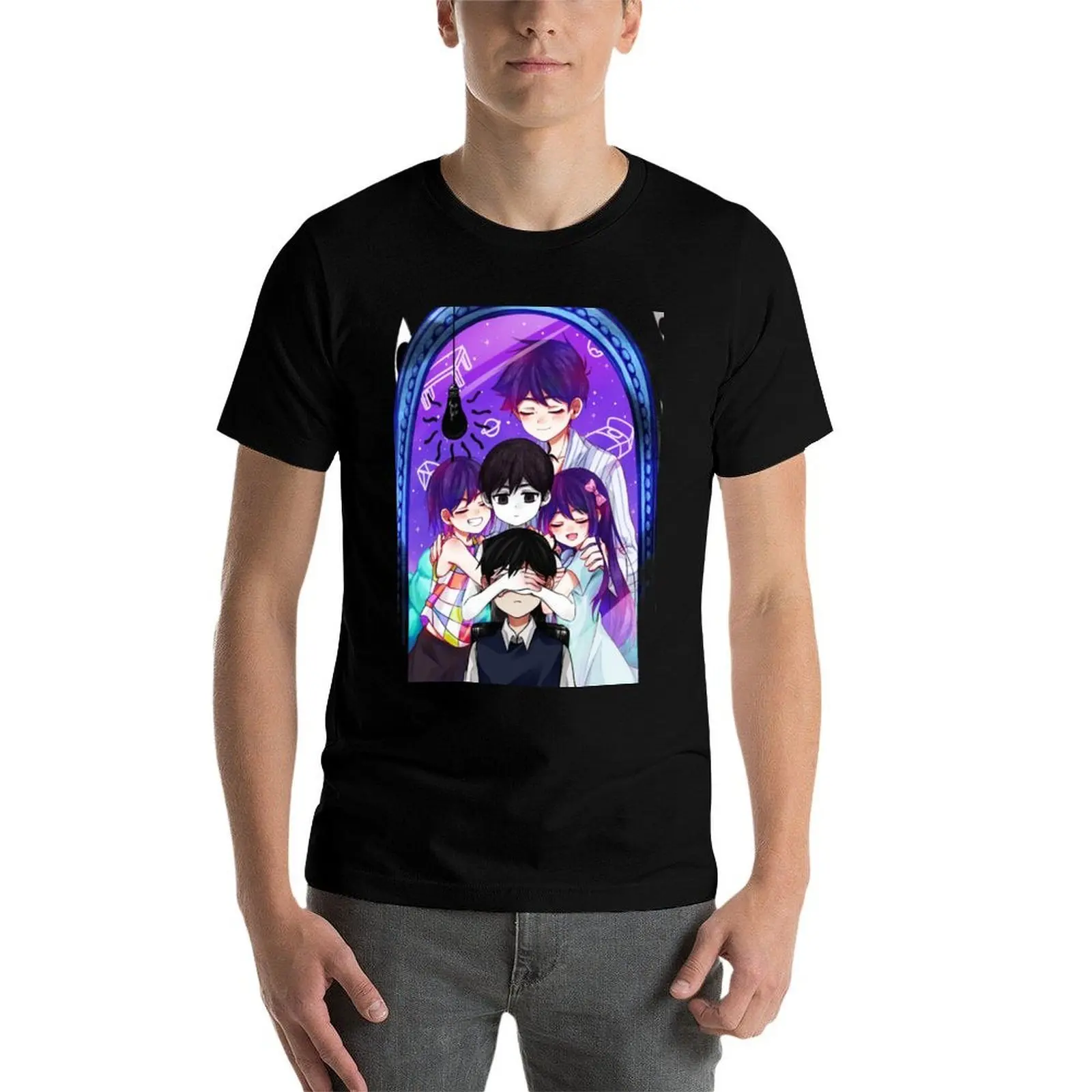 Фото Футболка Omori Aubrey - Одежда для игр Omori - Футболка с наклейками Omori, мужская футболка, дизайнерские футболки с аниме, футболка большого размера №5